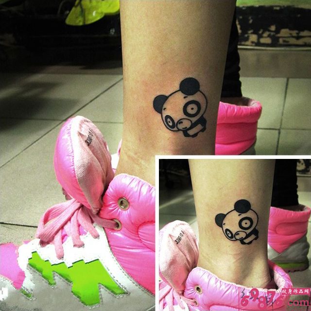 脚裸可爱小熊猫刺青图片