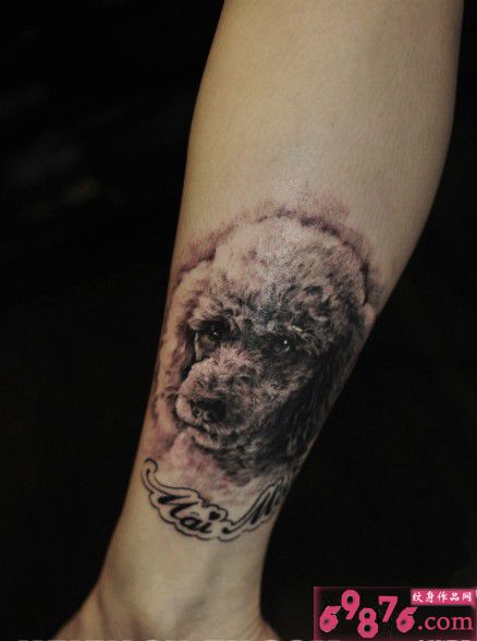 脚踝可爱宠物狗头像纹身图片