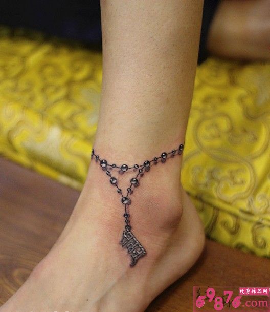 清新脚链小纹身图案图片