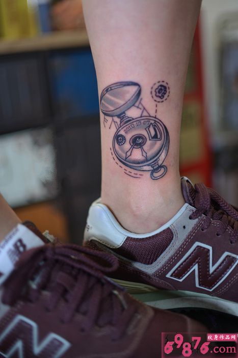 机械密码创意脚踝纹身图片