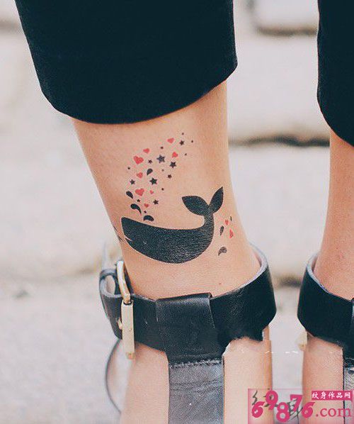 鲸鱼星星艺术纹身贴纸图片