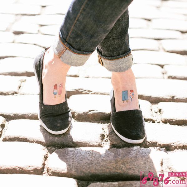 时尚脚背糖果冰棒纹身图片