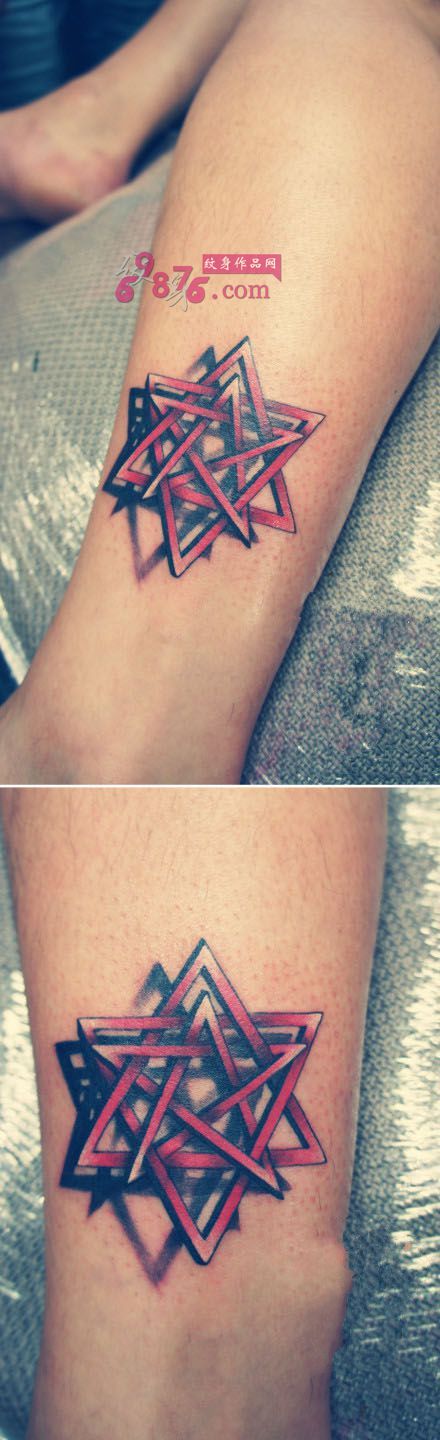 创意几何小星星脚踝纹身图片