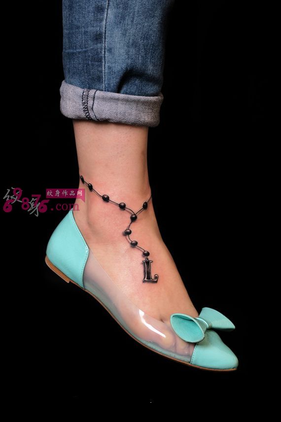 吊坠字母脚链时尚纹身图片