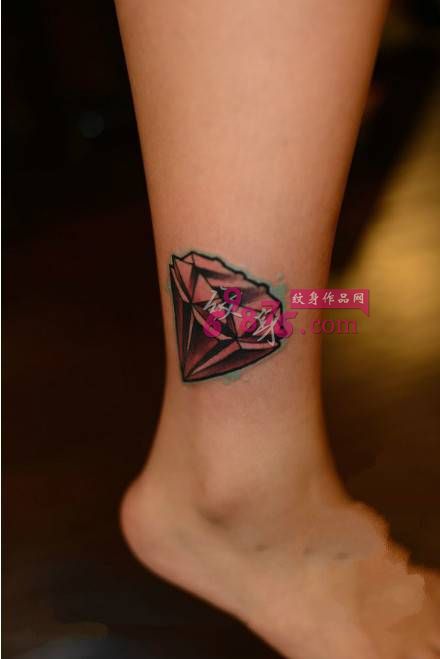 小清新脚踝红宝石纹身图片