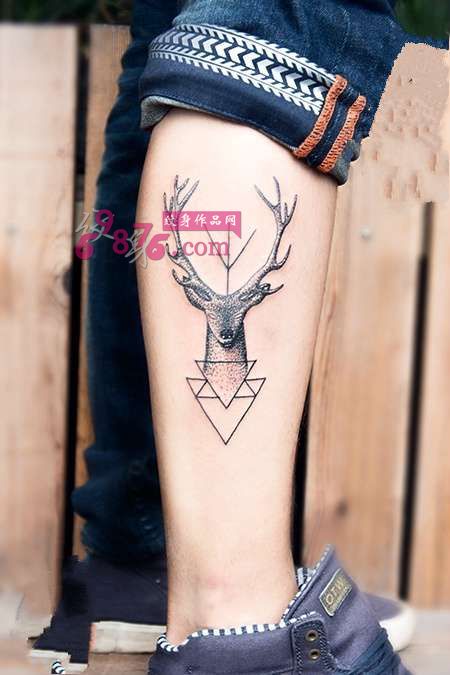 艺术鹿创意脚踝纹身图片