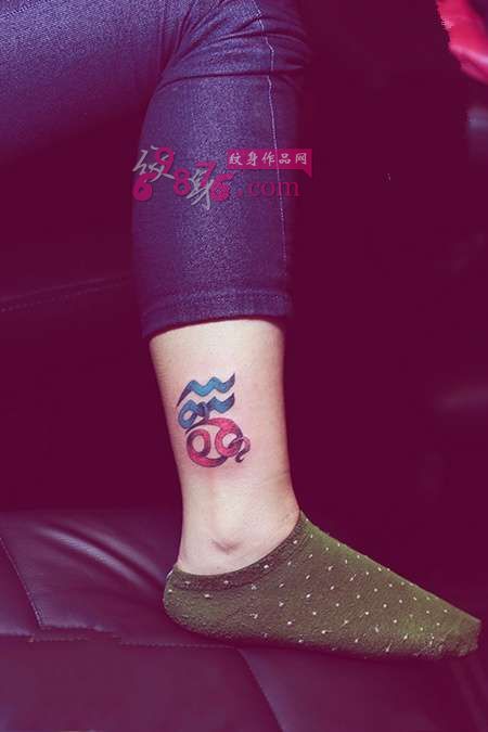 清新脚踝十二星座纹身图片