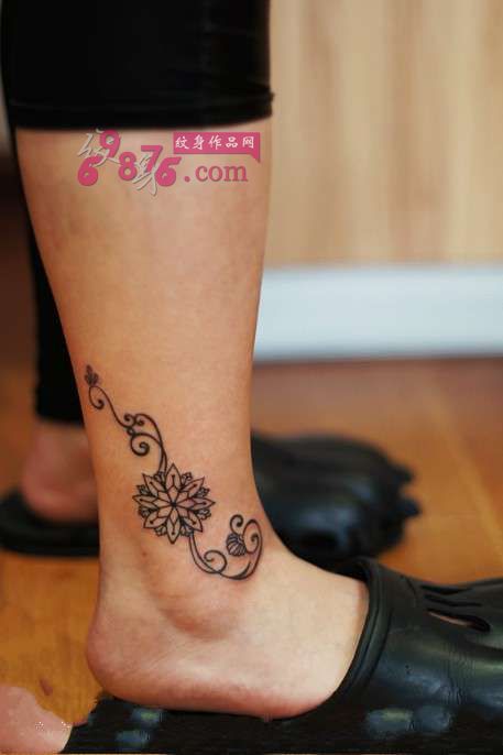 清新脚踝小梵花纹身图片