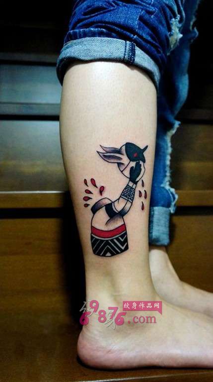 脚踝创意猫咪纹身图片