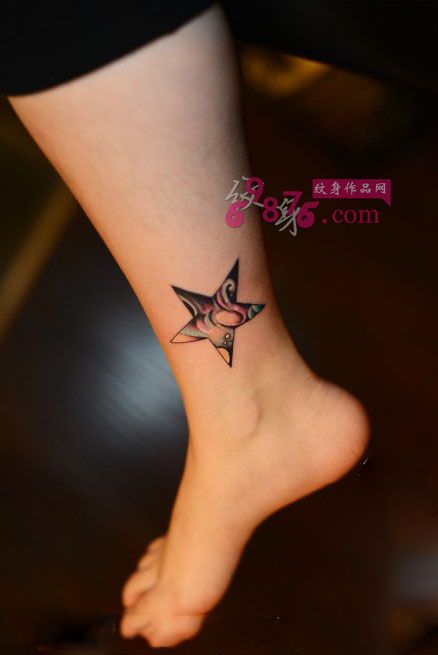 梦幻星空星星脚踝纹身图片