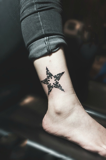 星星图腾脚踝时尚纹身图片