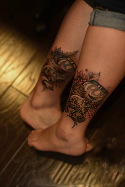 情侣复古沙漏唯美纹身图片