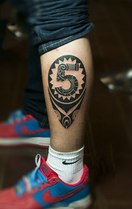 部落图腾数字脚踝纹身图片