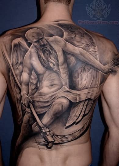 欧美风格的时尚满背天使刺青