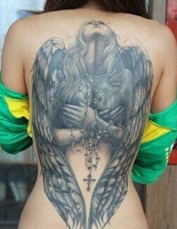 欧美时尚的天使纹身