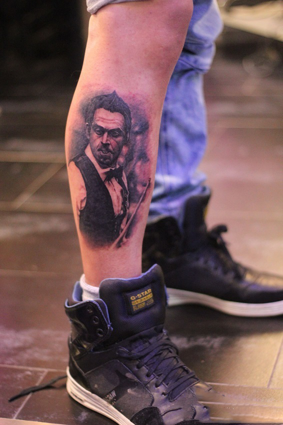 斯诺克明星肖像脚踝纹身图片