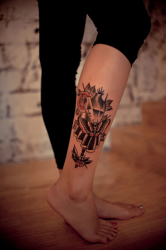 美腿创意衣服架纹身图片