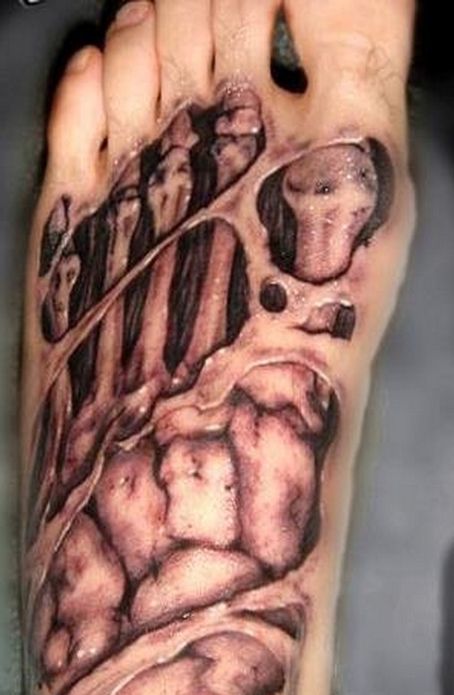 一款脚背撕皮纹身图案图片