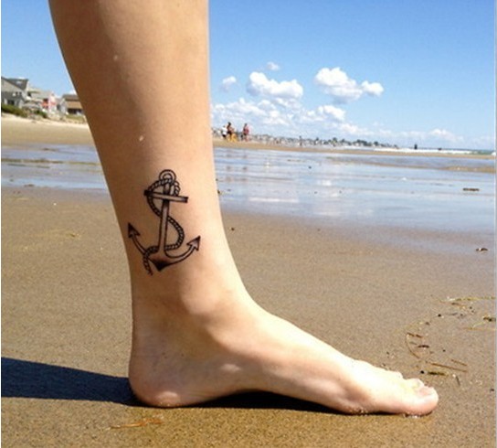 　女生脚部锚纹身图片图案图片