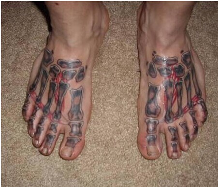 脚部创意经典骨骼纹身图案图片