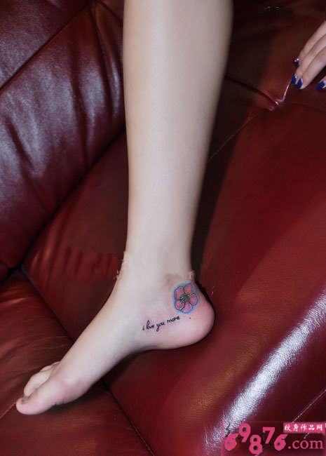 漂亮脚踝清新好看的樱花纹身图案图片