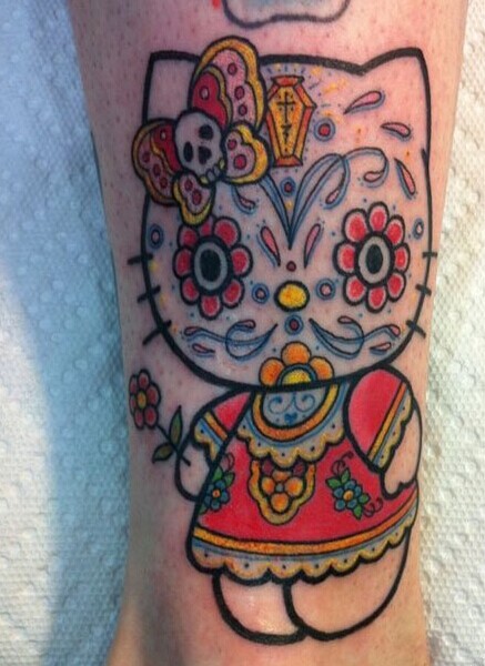 脚部个性卡通娃纹身图案图片