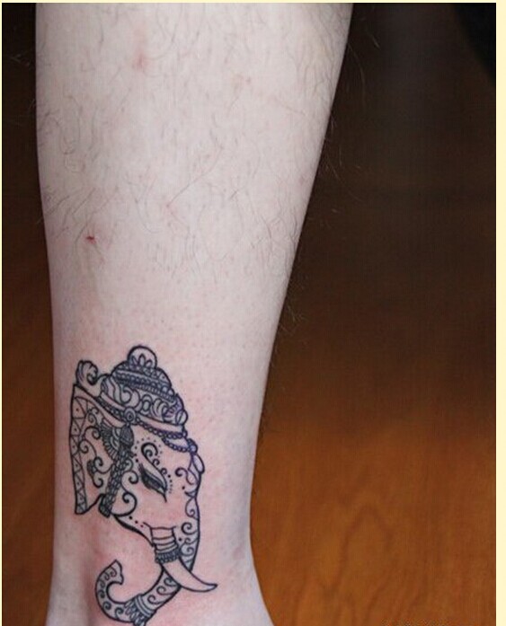 女性脚踝个性樊象纹身图案欣赏图片