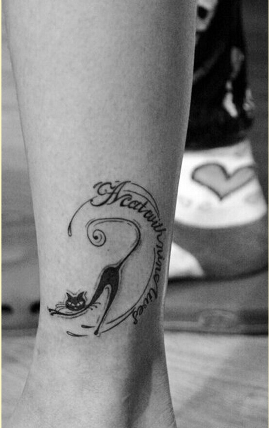 个性女性脚踝漂亮猫咪纹身图片图片