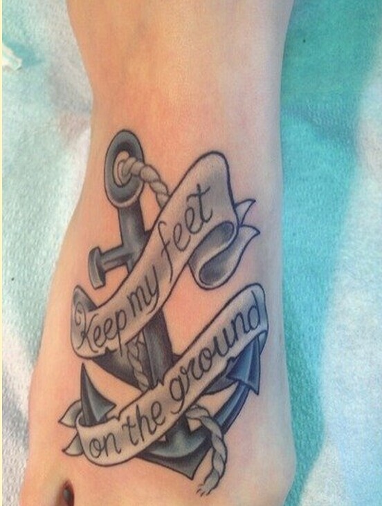 时尚脚背个性船锚纹身图案推荐图片