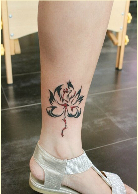 时尚好看的脚踝漂亮九尾狐纹身图案图片