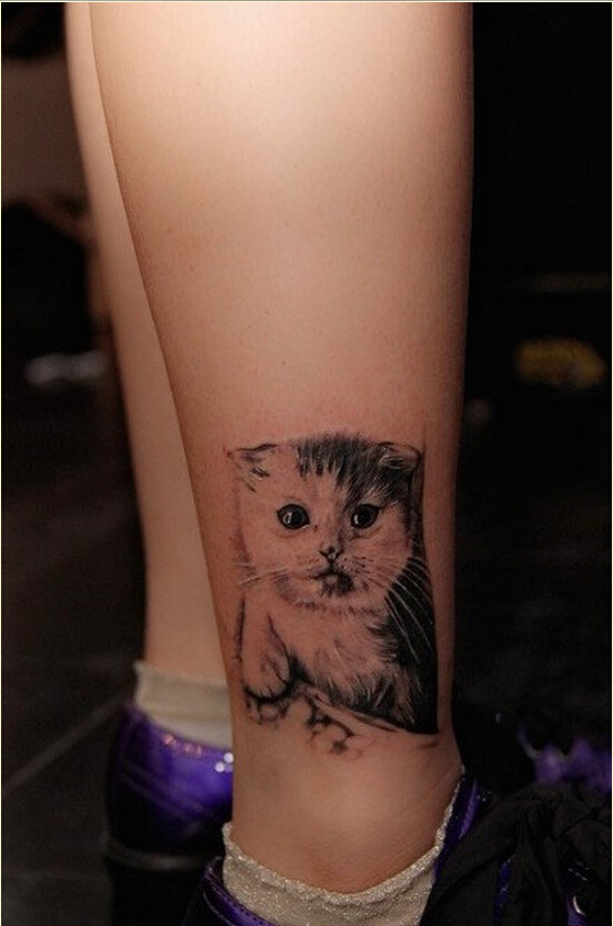 时尚个性脚踝漂亮猫咪纹身图案欣赏图片