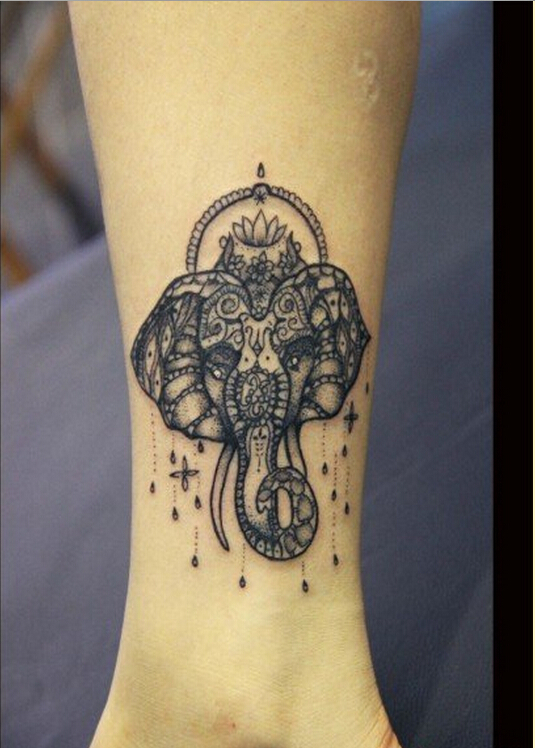 女性脚踝漂亮好看的象纹身图案图片