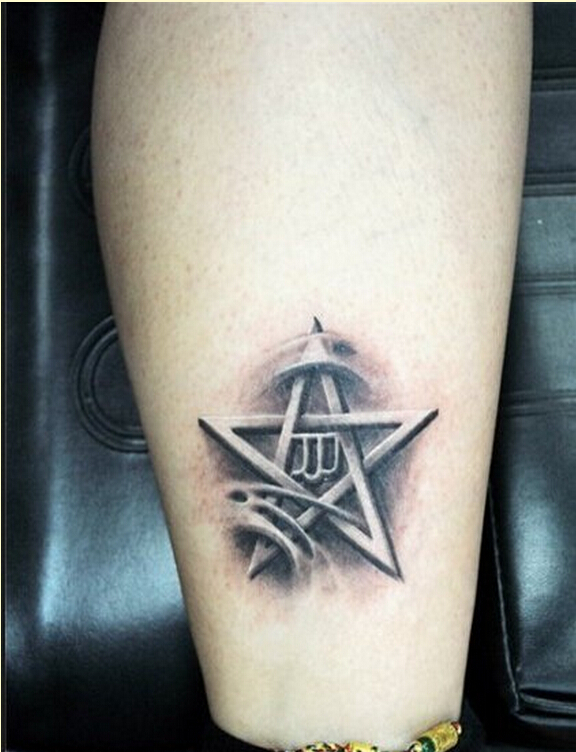 时尚脚踝个性的地裂五角星纹身图案图片