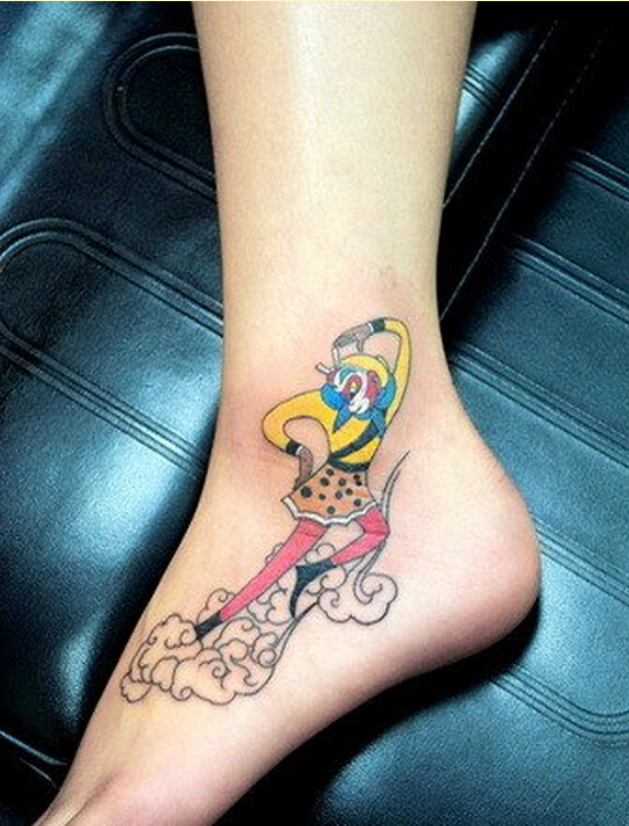 漂亮脚背时尚好看的孙悟空纹身图案图片