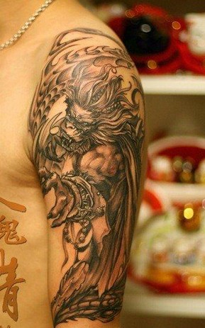 超酷的大臂孙悟空纹身