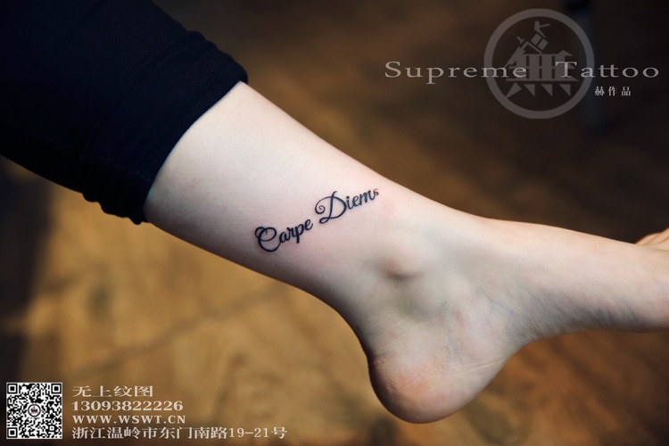 女生腿部小清新纹身