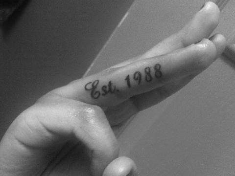 女生手指上漂亮简约的英文字母纹身图案