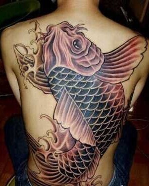 漂亮的鲤鱼满背纹身