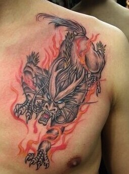 非常大气的麒麟纹身