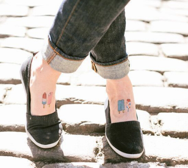 时尚脚背精美好看的糖果冰棒纹身图案图片