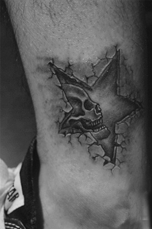 脚踝时尚镂空星星纹身