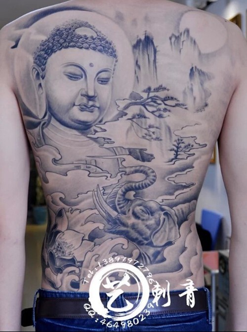 经典满背佛纹身