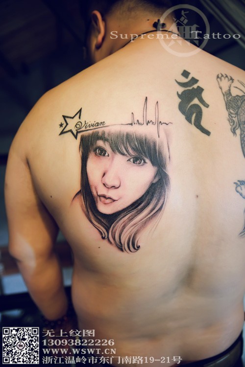 后背人像美女纹身