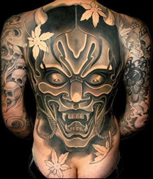 男性满背经典般若纹身