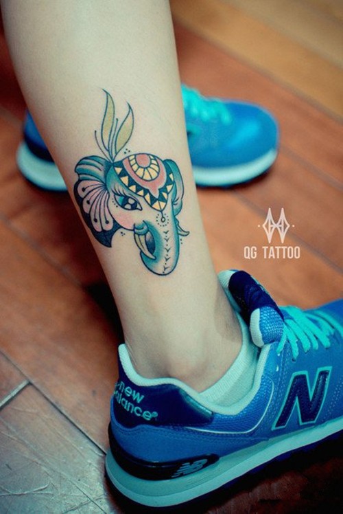 个性有趣的小象纹身