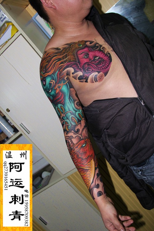 经典花臂般若纹身