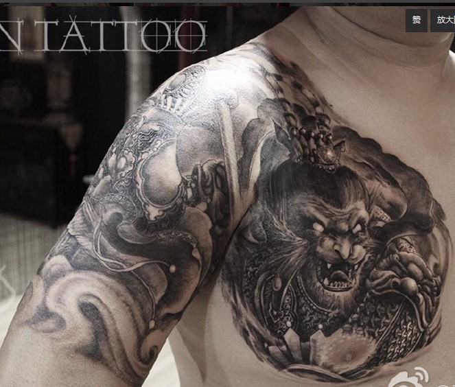 超级霸气的猴子半甲刺青