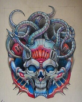 金属感的3d纹身手稿