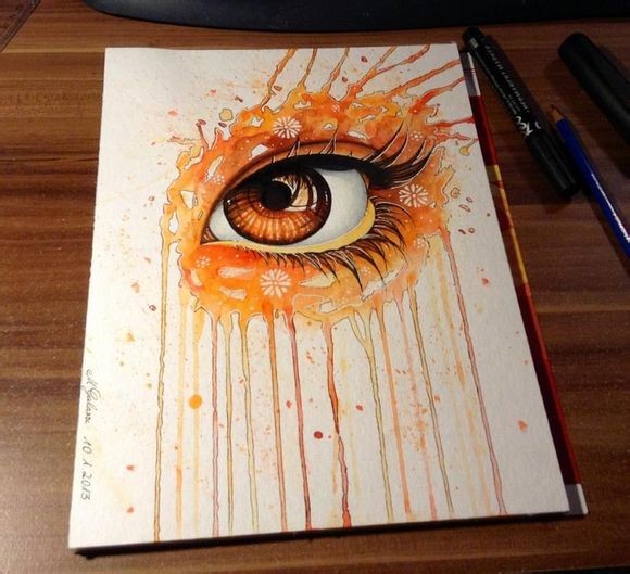 个性时尚的3d眼睛纹身手稿