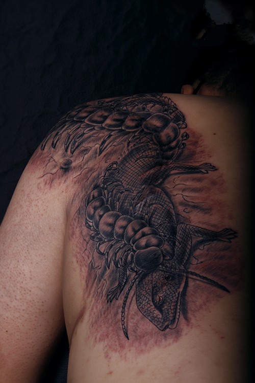 惊悚酷炫的蜈蚣纹身